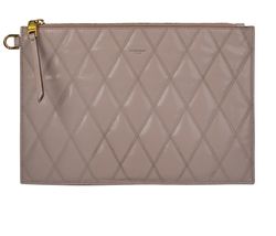 Stitched Zip Clutch,Leather,Nude,NED0149,3*